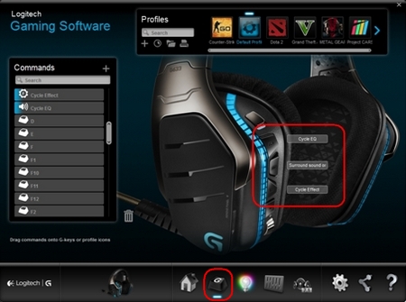 Customize G-keys on the G633 and G933 gaming headsets with